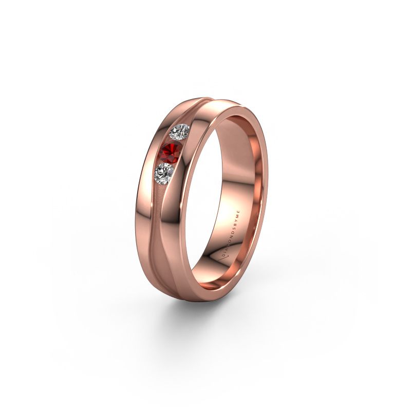 Image of Wedding ring WH0172L25A 585 rose gold ±0.20x0.07 in Garnet