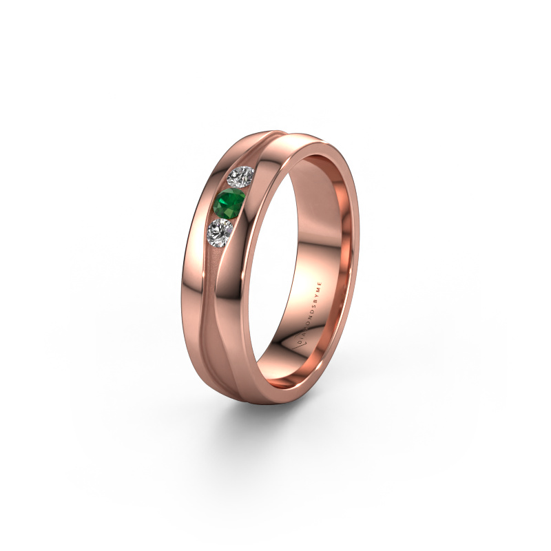 Image of Wedding ring WH0172L25A 585 rose gold ±0.20x0.07 in Emerald