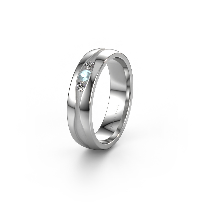 Image of Wedding ring WH0172L25A 950 platinum ±0.20x0.07 in Aquamarine
