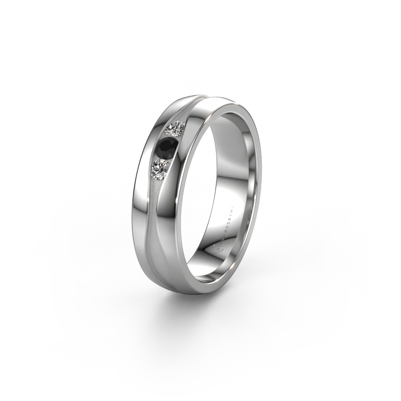Image of Wedding ring WH0172L25A 950 platinum ±5x1.7 mm Black diamond