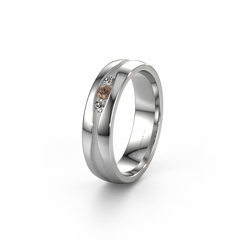 Image of Wedding ring WH0172L25A 950 platinum ±0.20x0.07 in Brown diamond