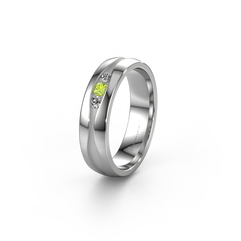 Image of Wedding ring WH0172L25A 585 white gold ±5x1.7 mm Peridot