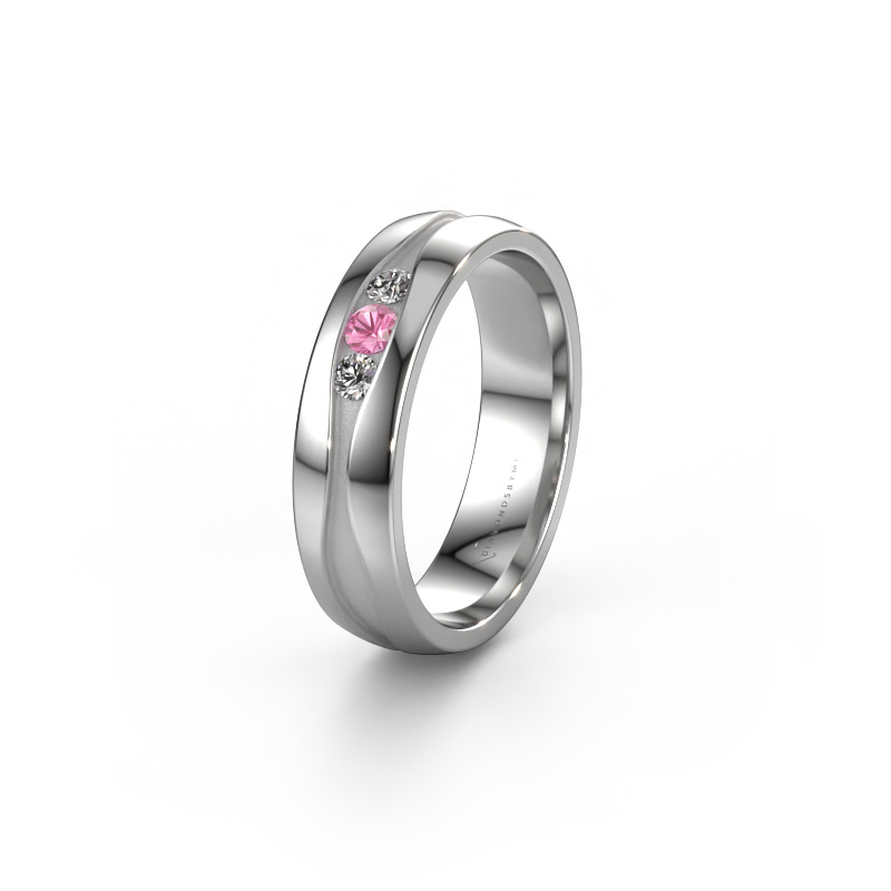 Image of Wedding ring WH0172L25A 950 platinum ±5x1.7 mm Pink sapphire