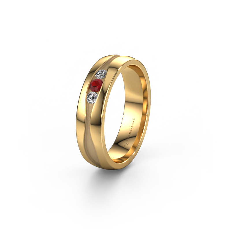 Image of Wedding ring WH0172L25A 585 gold ±5x1.7 mm Ruby