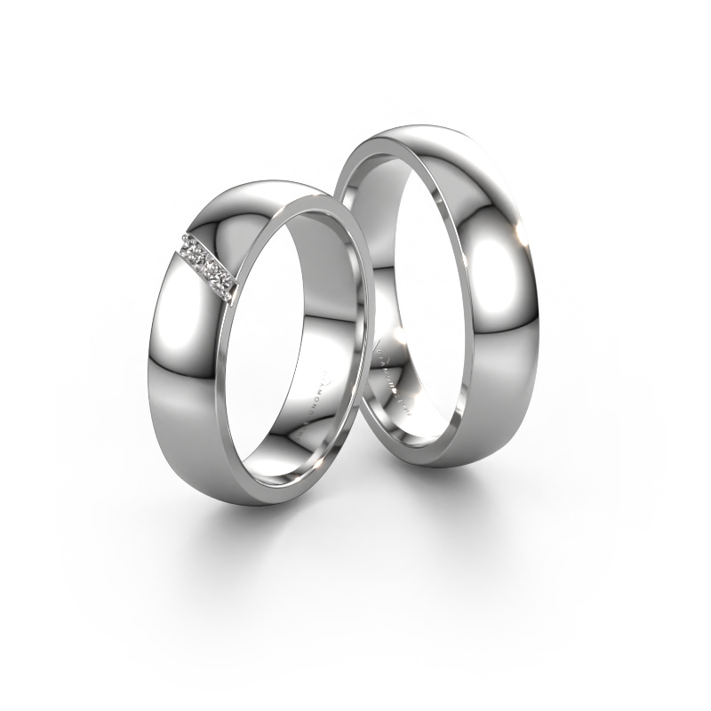 Image of Wedding rings set WH0174LM25BP ±0.20x0.08 in 14 Carat white gold Diamond 0.015 crt