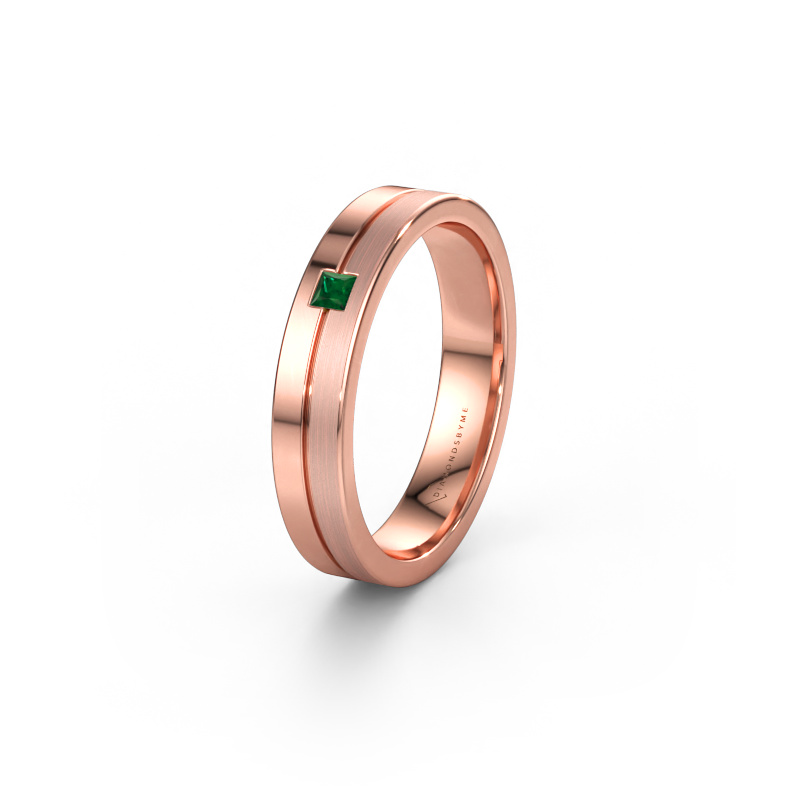 Bild av Vigselring WH0201L14ASQPM 585 roséguld ±4 x 1,7 mm Smaragd