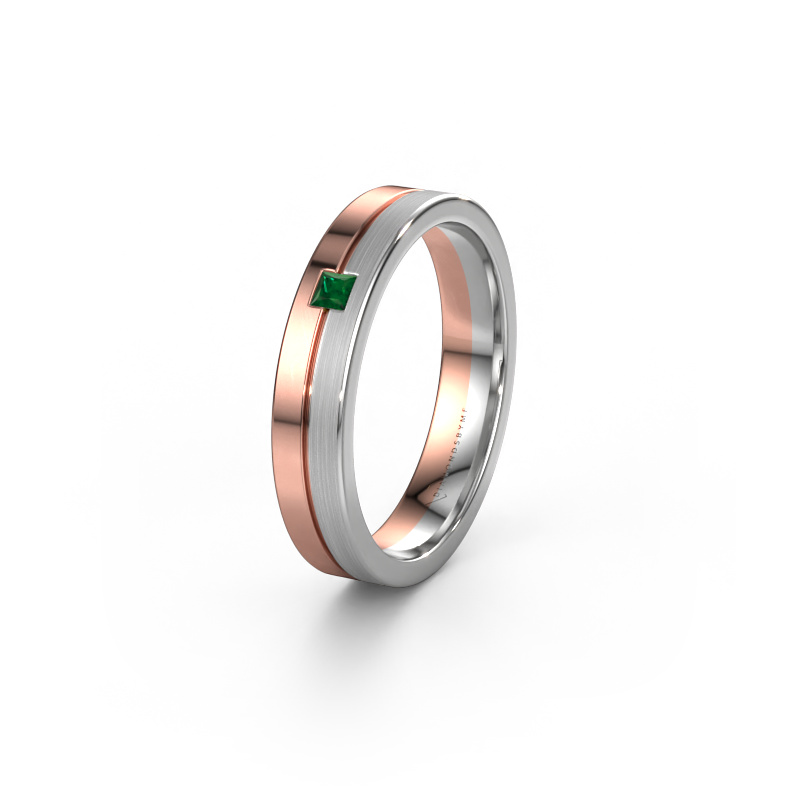 Image of Wedding ring WH0201L14ASQPM 585 rose gold ±0.16x0.07 in Emerald