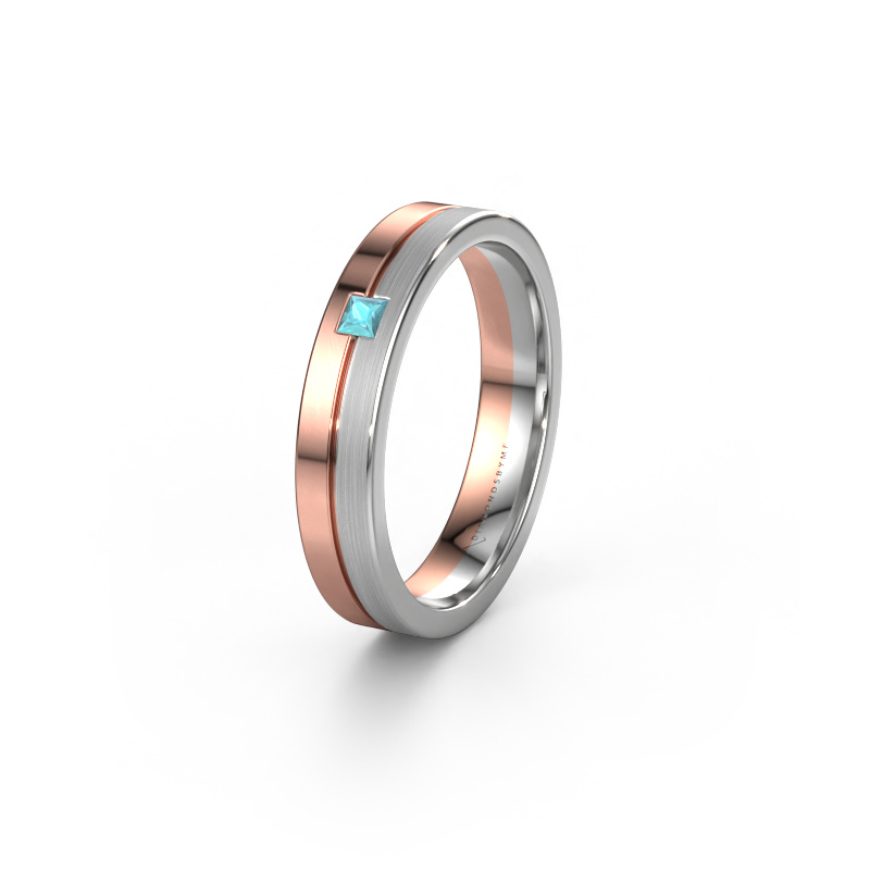 Image of Wedding ring WH0201L14ASQPM 585 rose gold ±0.16x0.07 in Blue topaz