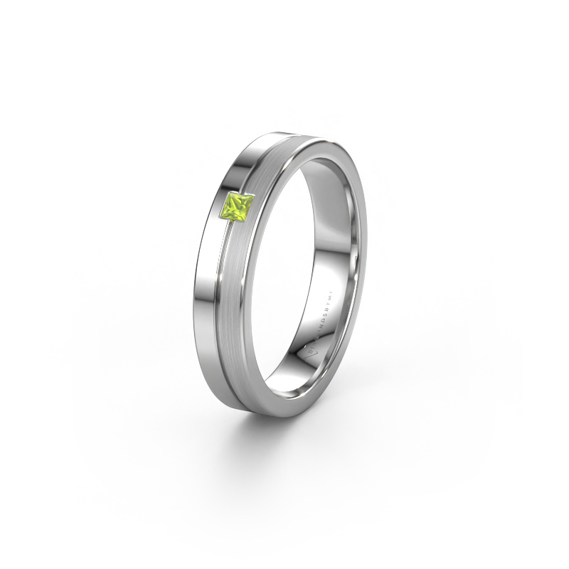 Image of Wedding ring WH0201L14ASQPM 585 white gold ±4x1.7 mm Peridot