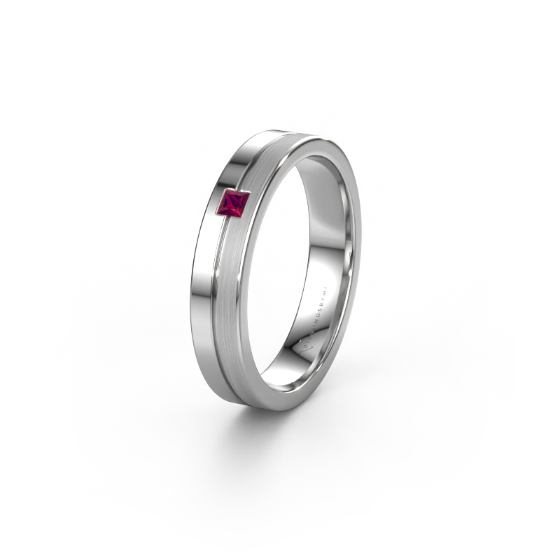 Image of Wedding ring WH0201L14ASQPM 585 white gold ±0.16x0.07 in Rhodolite