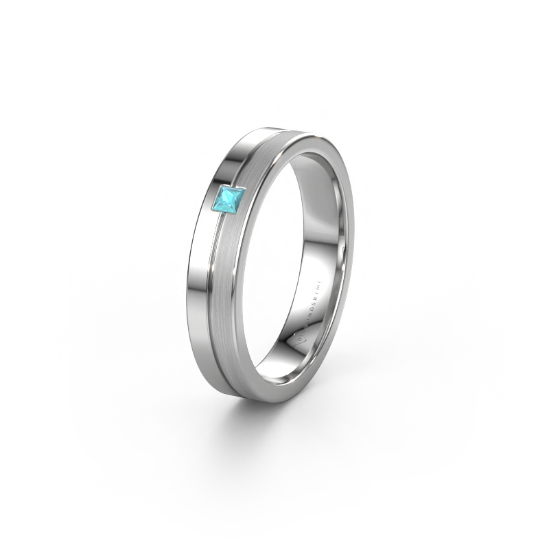 Image of Wedding ring WH0201L14ASQPM 585 white gold ±0.16x0.07 in Blue topaz