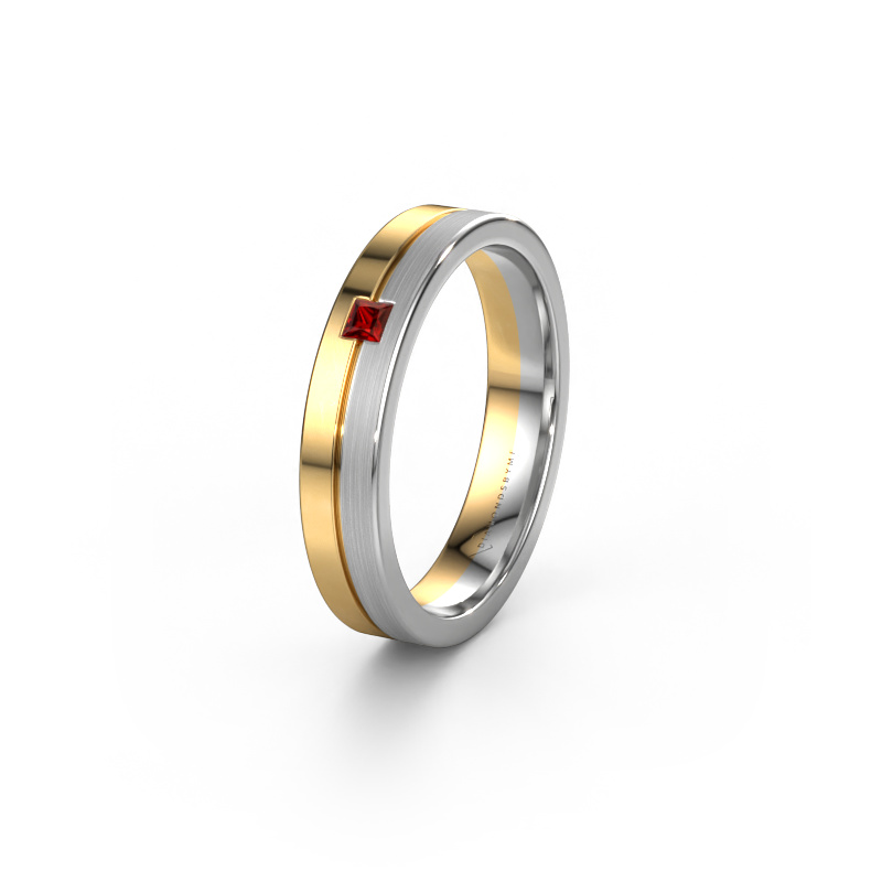 Image of Wedding ring WH0201L14ASQPM 585 gold ±0.16x0.07 in Garnet
