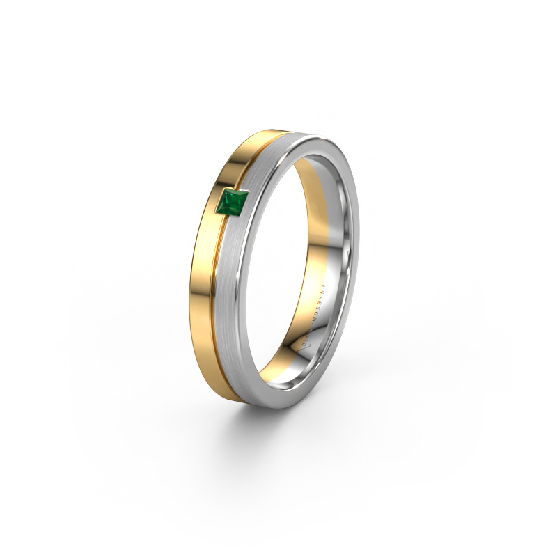 Image of Wedding ring WH0201L14ASQPM 585 gold ±0.16x0.07 in Emerald