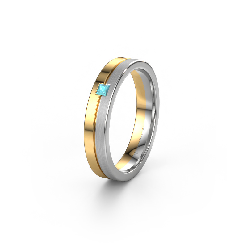 Image of Wedding ring WH0201L14ASQPM 585 gold ±0.16x0.07 in Blue topaz