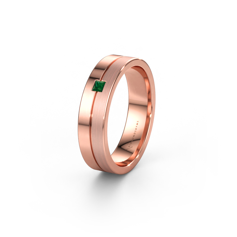 Bild av Vigselring WH0201L15ASQPM 585 roséguld ±5 x 1,7 mm Smaragd