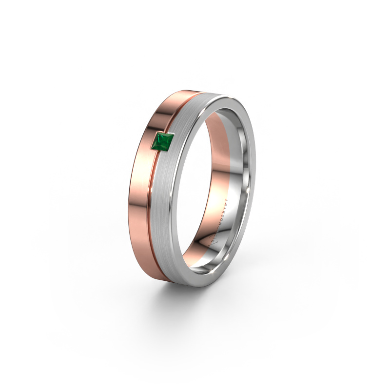 Image of Wedding ring WH0201L15ASQPM 585 rose gold ±0.20x0.07 in Emerald