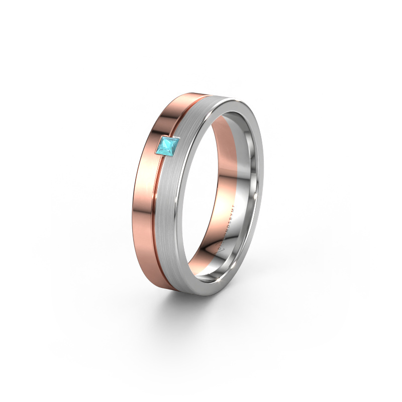 Image of Wedding ring WH0201L15ASQPM 585 rose gold ±0.20x0.07 in Blue topaz
