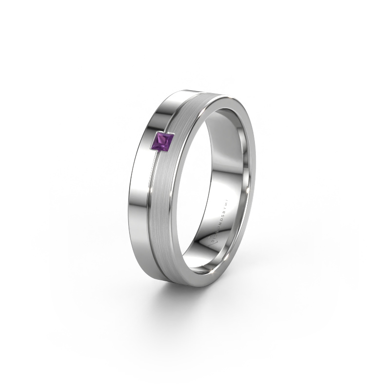 Image of Wedding ring WH0201L15ASQPM 950 platinum ±0.20x0.07 in Amethyst