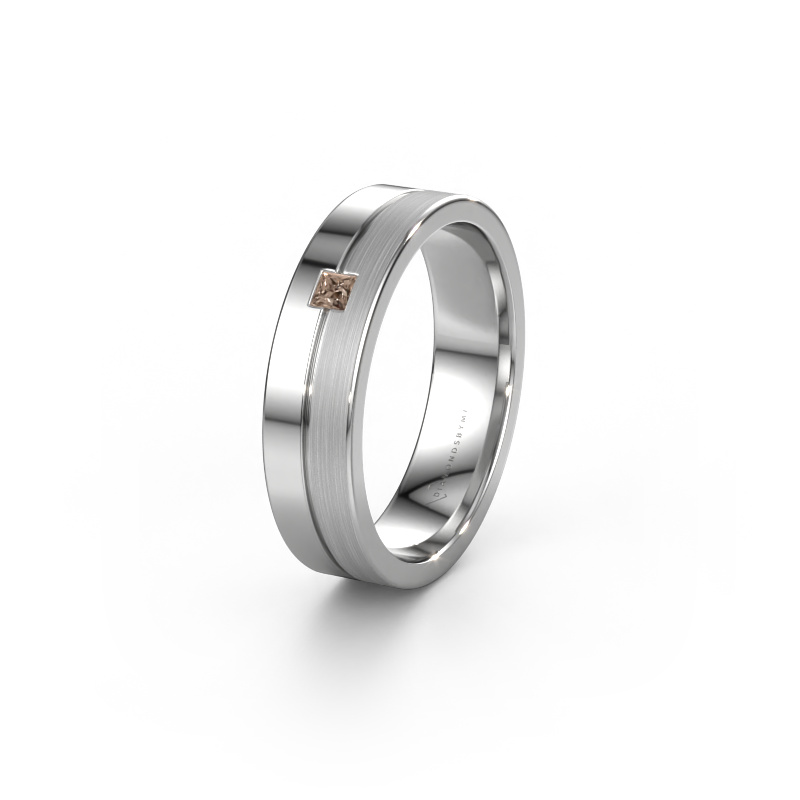 Image of Wedding ring WH0201L15ASQPM 585 white gold ±0.20x0.07 in Brown diamond