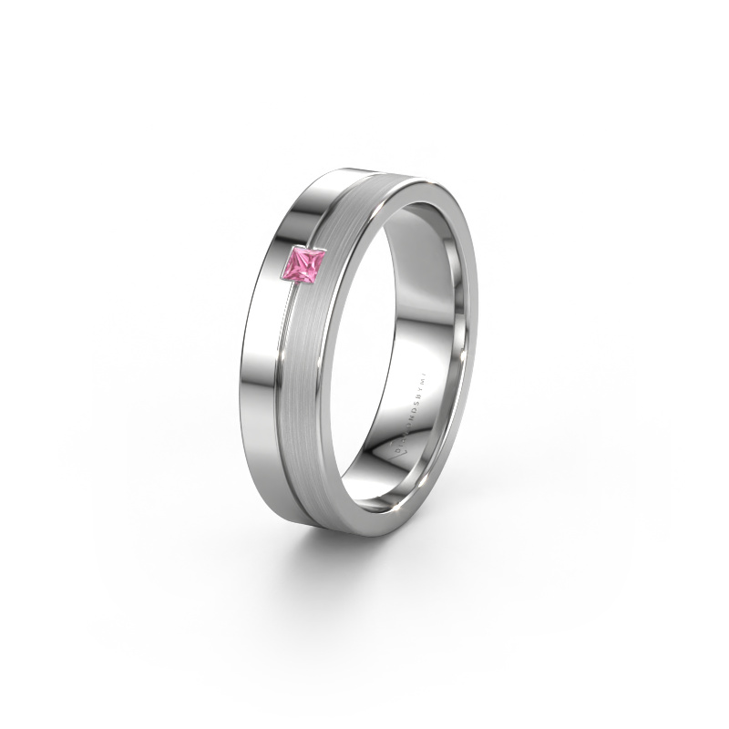 Image of Wedding ring WH0201L15ASQPM 950 platinum ±0.20x0.07 in Pink sapphire