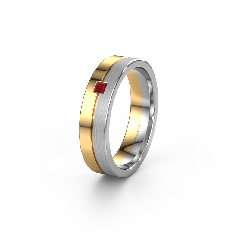 Image of Wedding ring WH0201L15ASQPM 585 gold ±5x1.7 mm Ruby