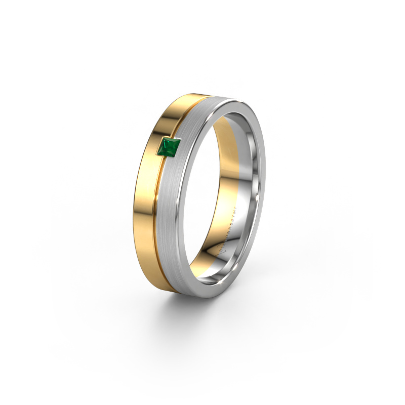 Image of Wedding ring WH0201L15ASQPM 585 gold ±0.20x0.07 in Emerald