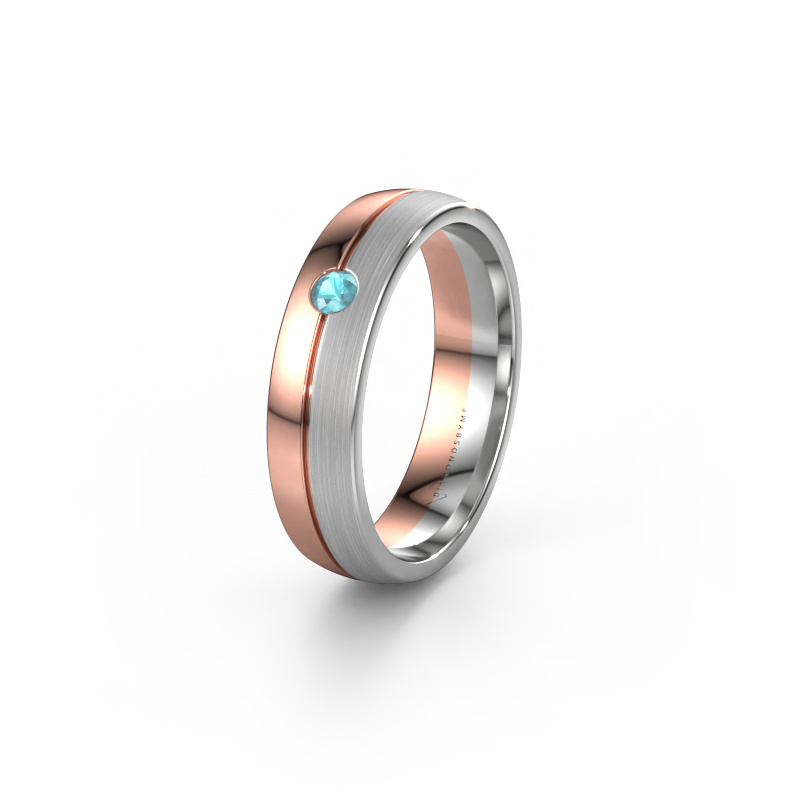 Image of Wedding ring WH0201L25APM 585 rose gold ±0.20x0.07 in Blue topaz