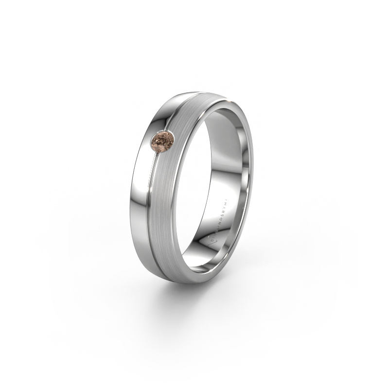Image of Wedding ring WH0201L25APM 585 white gold ±0.20x0.07 in Brown diamond