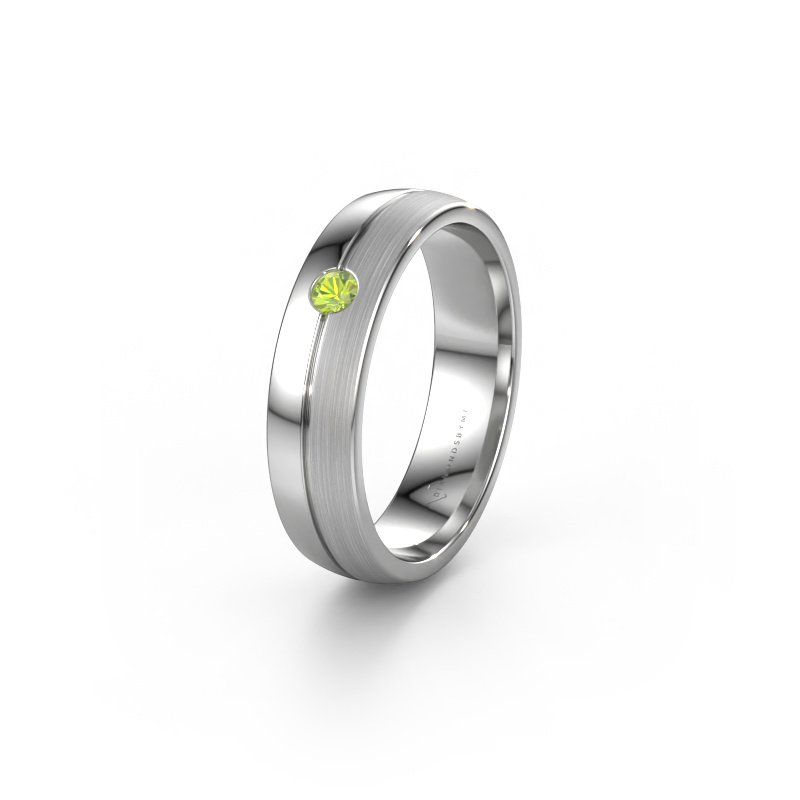 Image of Wedding ring WH0201L25APM 585 white gold ±5x1.7 mm Peridot