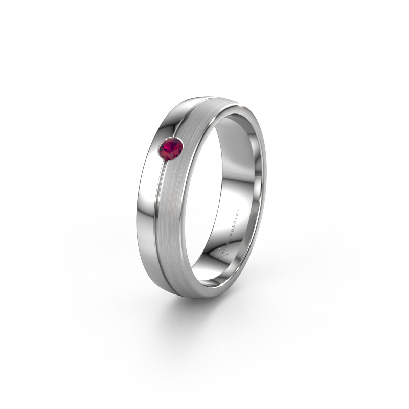 Image of Wedding ring WH0201L25APM 585 white gold ±0.20x0.07 in Rhodolite