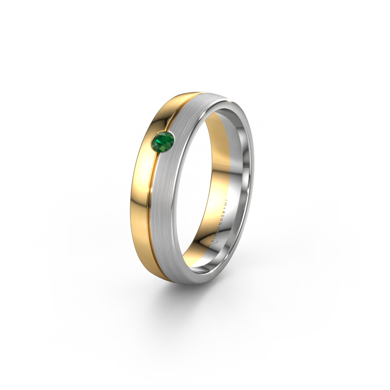 Image of Wedding ring WH0201L25APM 585 gold ±0.20x0.07 in Emerald