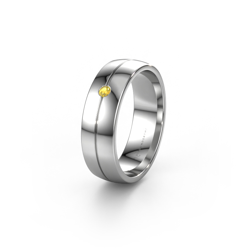 Image of Wedding ring WH0201L26AP 585 white gold ±0.24x0.07 in Yellow sapphire