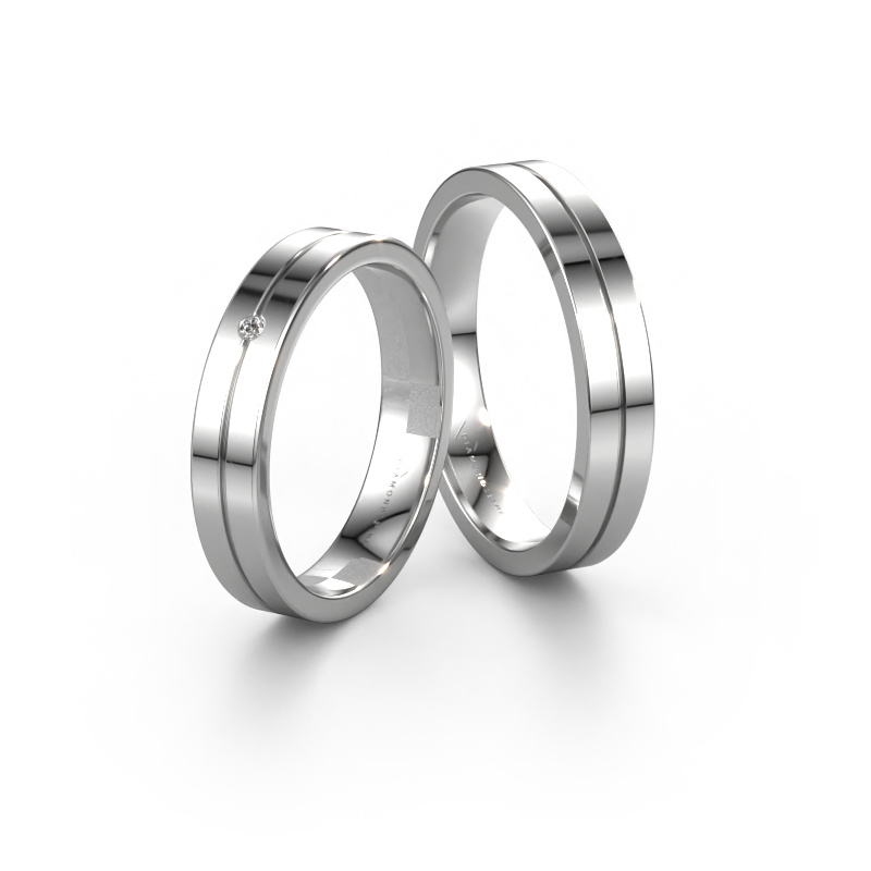 Bild von Eheringe set WH0201LM14AP ±4x1.7 mm 14 Karat Weißgold Diamant 0.012 crt