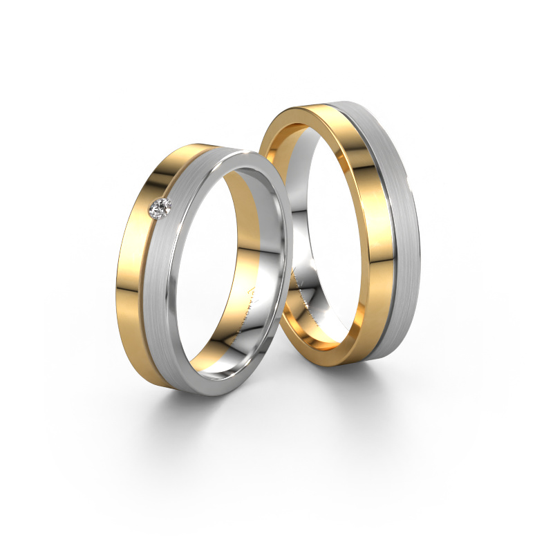 Image of Wedding rings set WH0201LM15APM ±0.20x0.07 in 14 Carat gold Diamond 0.03 crt