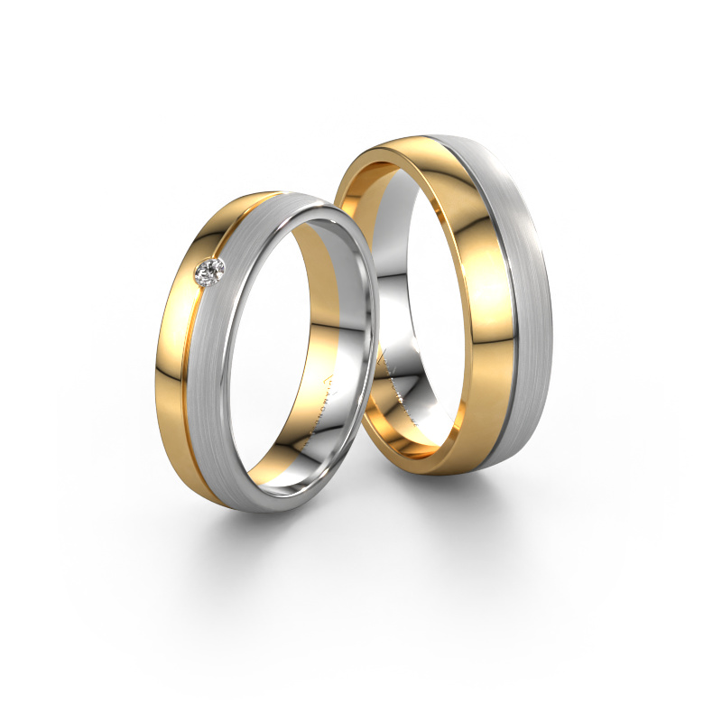 Image de Set Alliances WH0201LM25APM ±5x1.7 mm 14 Carat or jaune Diamant 0.03 crt