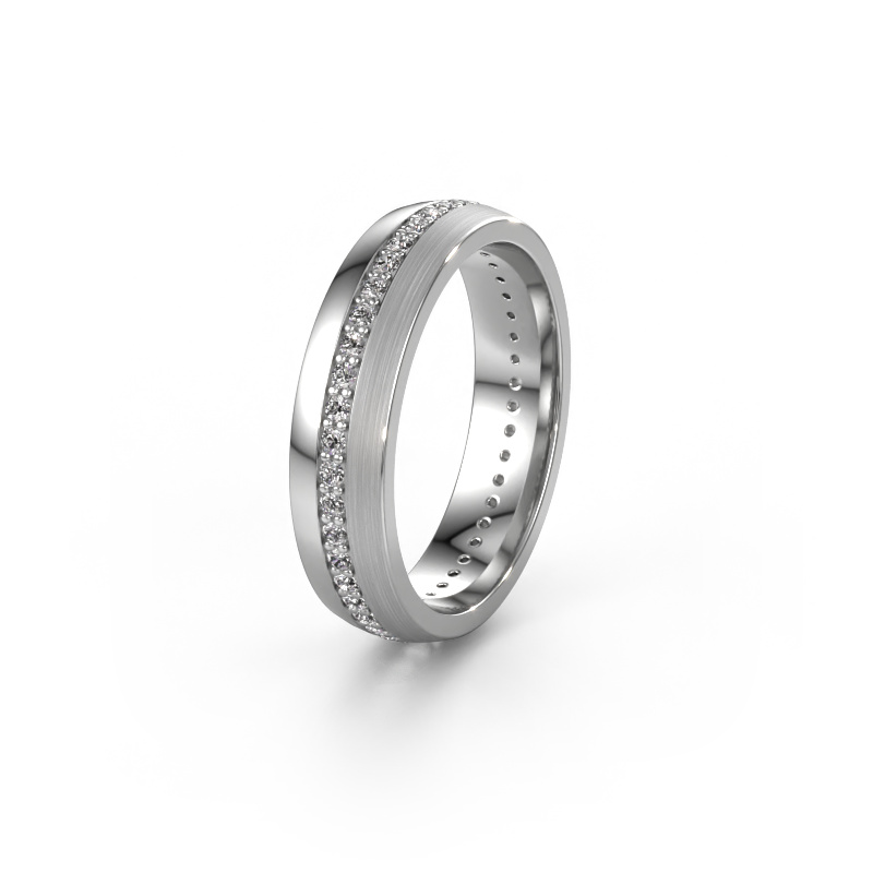 Afbeelding van Trouwring WH0203L25BPM  585 witgoud ±5x2 mm Diamant 0.44 crt