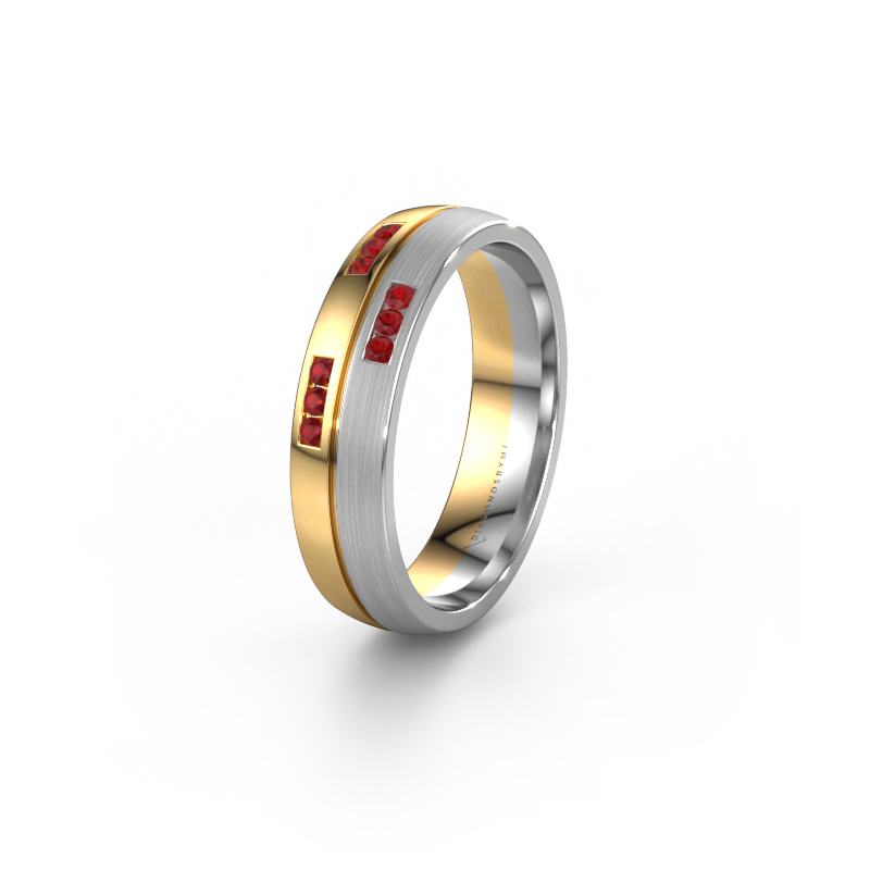 Image of Wedding ring WH0206L25APM 585 gold ±5x1.7 mm Ruby