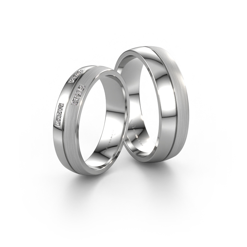 Image of Wedding rings set WH0206LM25APM ±0.20x0.07 in 14 Carat white gold Diamond 0.012 crt