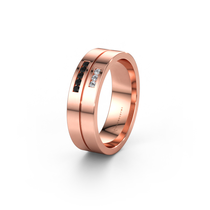 Immagine di Fede nuziale WH0207L16AP 585 oro rosa ±6 x 1,7 mm Diamante nero