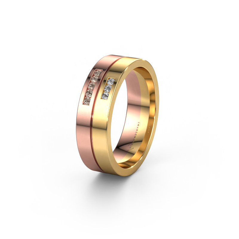 Image of Wedding ring WH0207L16AP 585 rose gold ±0.24x0.07 in Brown diamond