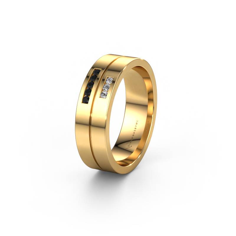 Image of Wedding ring WH0207L16AP 585 gold ±0.24x0.07 in Black diamond