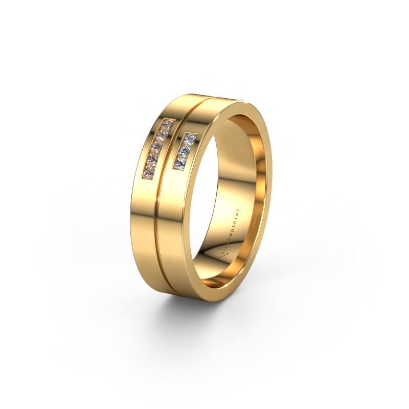 Image of Wedding ring WH0207L16AP 585 gold ±0.24x0.07 in Brown diamond