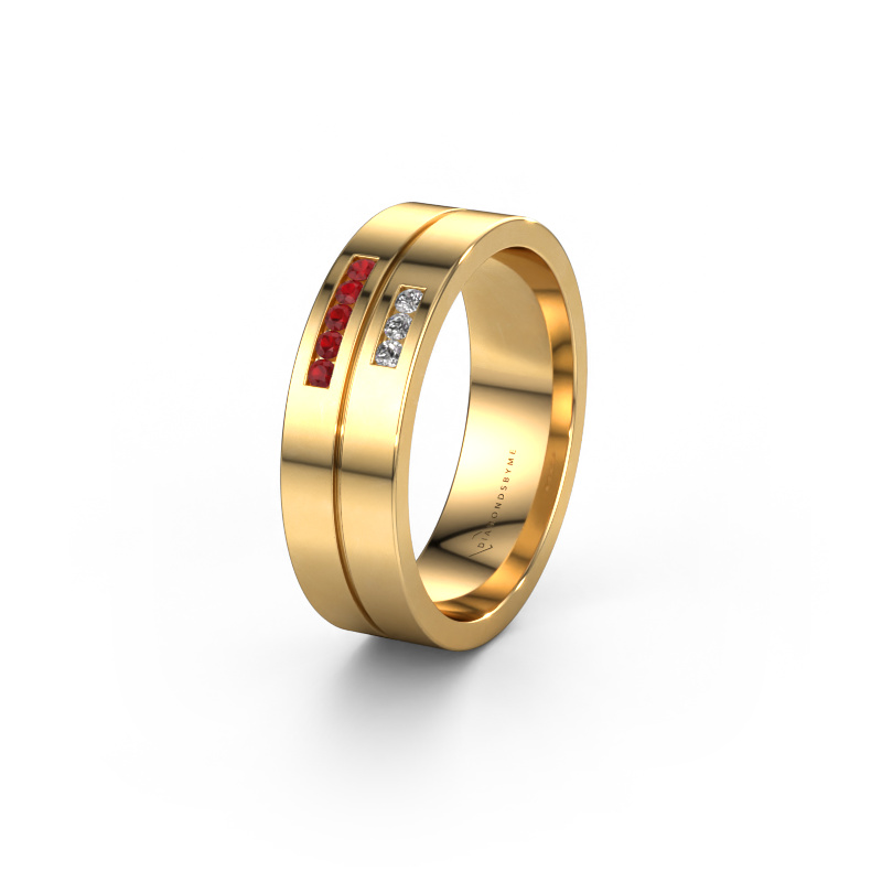 Image of Wedding ring WH0207L16AP 585 gold ±0.24x0.07 in Ruby