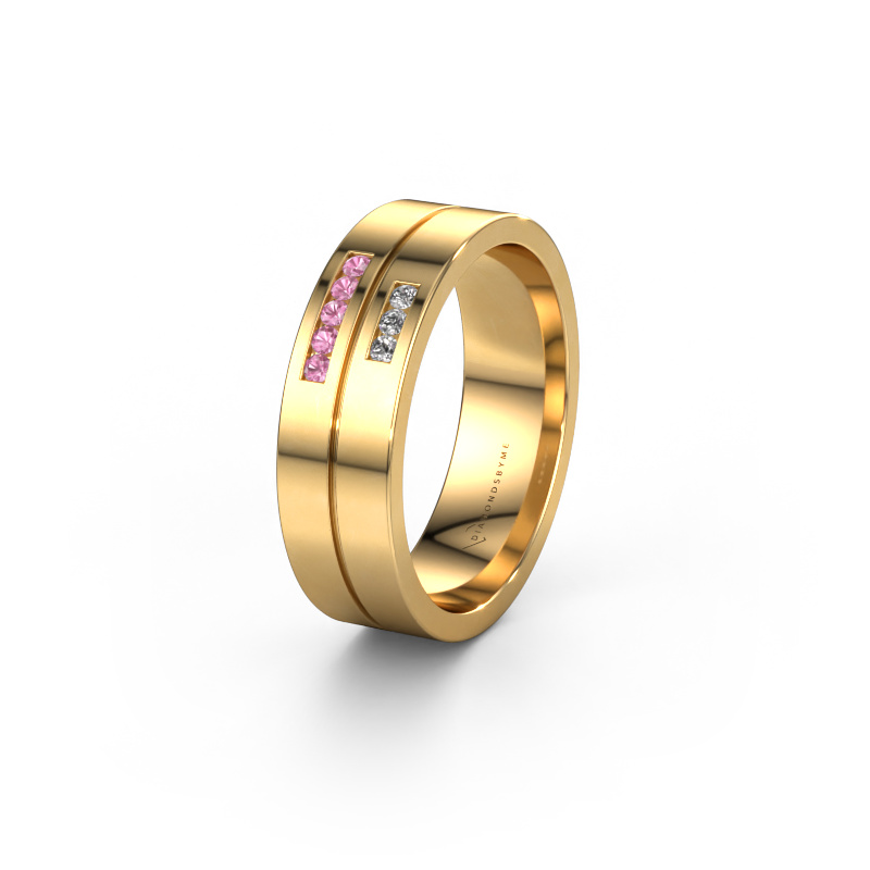 Image of Wedding ring WH0207L16AP 585 gold ±0.24x0.07 in Pink sapphire