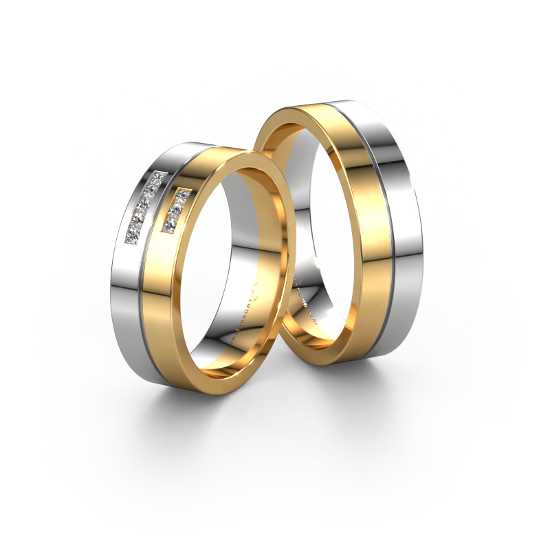 Image of Wedding rings set WH0207LM16AP ±6x1.7 mm 14 Carat white gold Diamond 0.012 crt