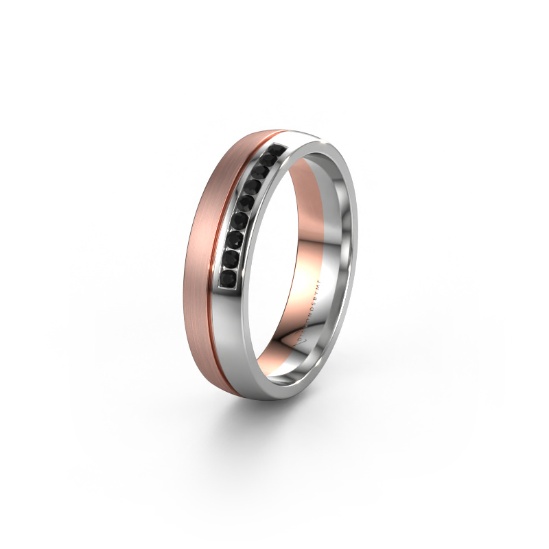 Afbeelding van Trouwring WH0209L25APM 585 rosé goud ±5x1.7 mm Zwarte diamant