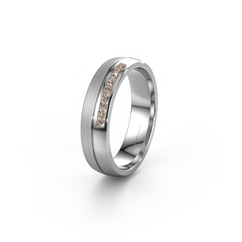 Image of Wedding ring WH0209L25APM 950 platinum ±0.20x0.07 in Brown diamond