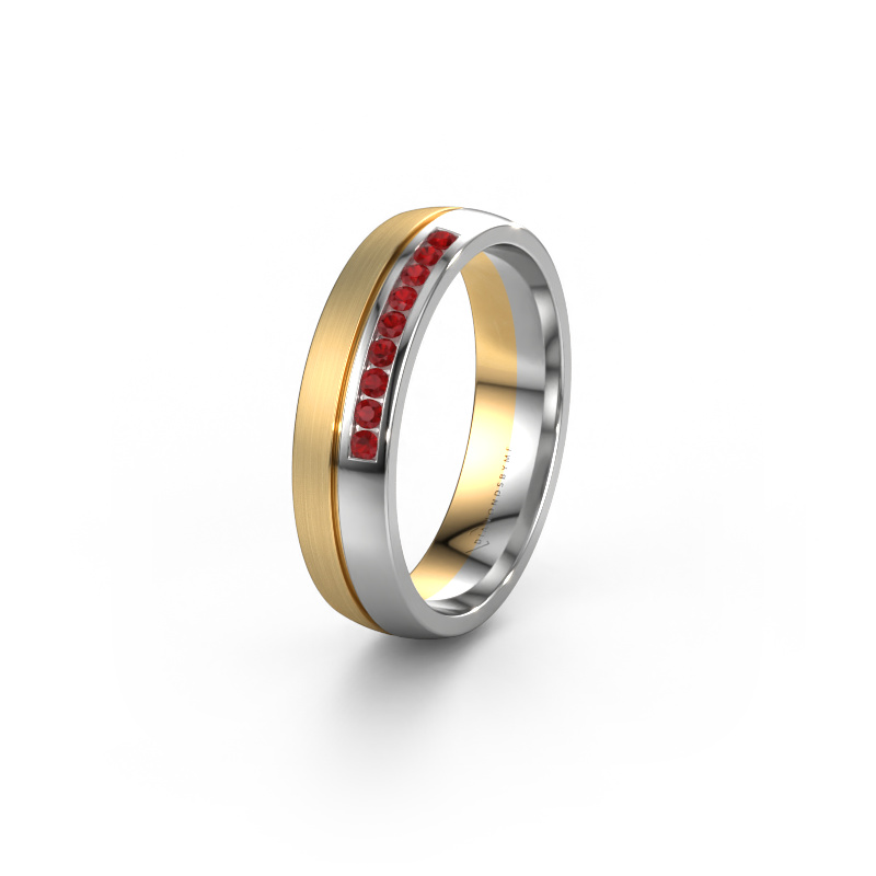 Image of Wedding ring WH0209L25APM 585 gold ±5x1.7 mm Ruby