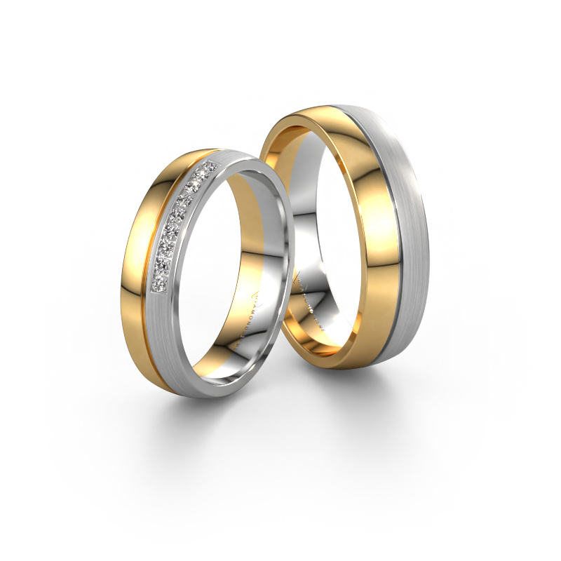 Image of Friendship rings set WH0209LM25APM ±5x1.7 mm 14 Carat gold Diamond 0.012 crt