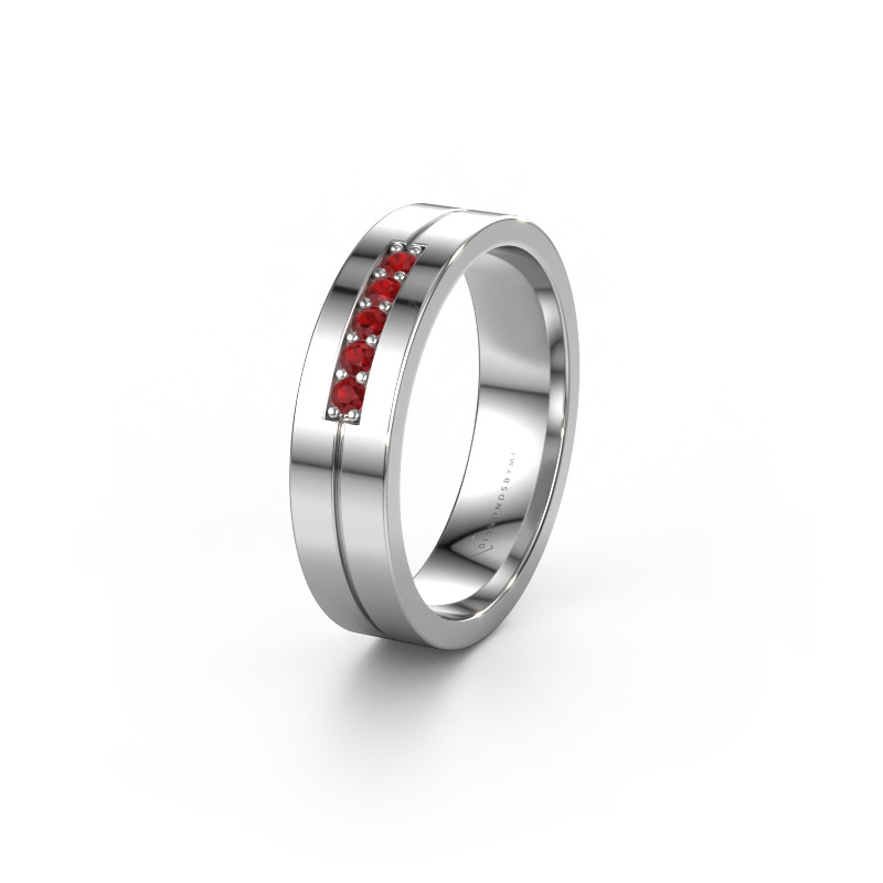 Image of Wedding ring WH0211L15AP 585 white gold ±5x1.7 mm Ruby